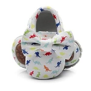 Baby Dinosaur Print Bow Shoes